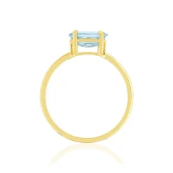 Bague or jaune 375 topaze bleue traitée ovale