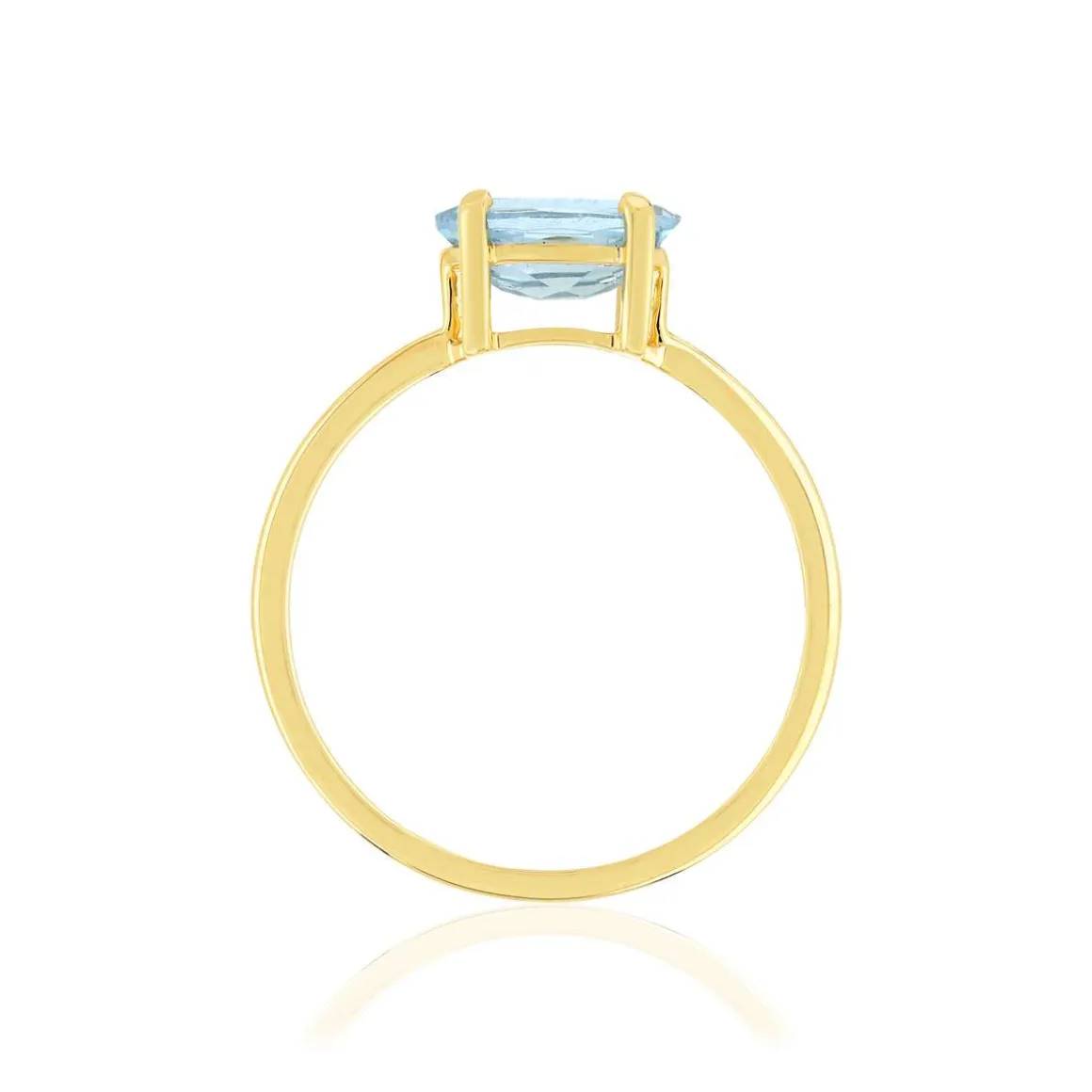 Bague or jaune 375 topaze bleue traitée ovale