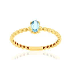 Bague or 375 jaune topaze bleue traitée