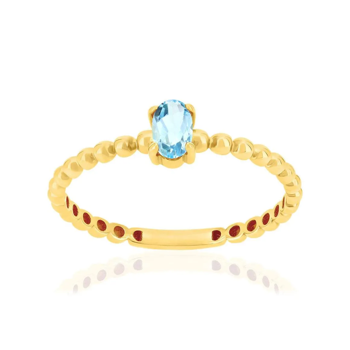 Bague or 375 jaune topaze bleue traitée