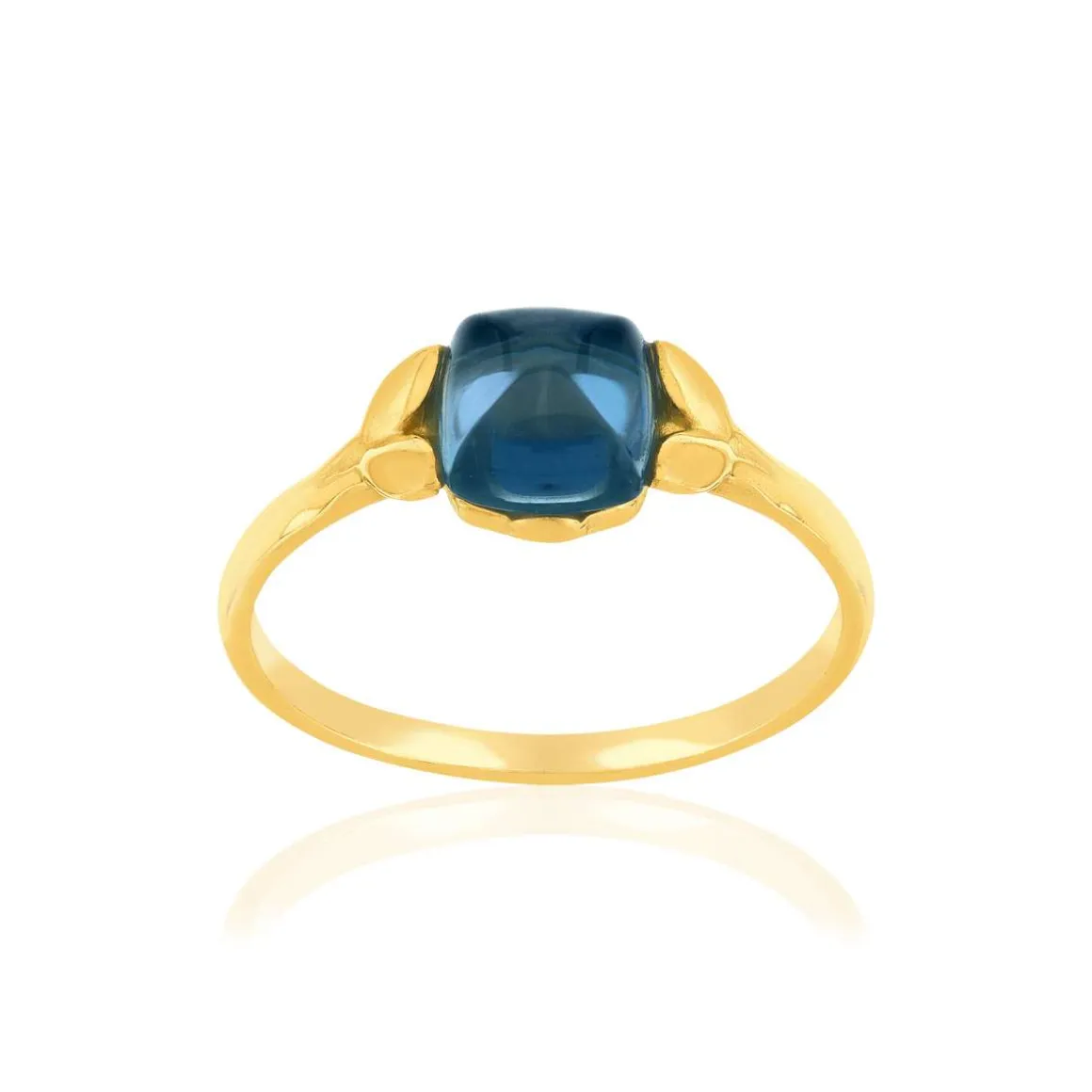 Bague or 375 jaune topaze bleue traitée