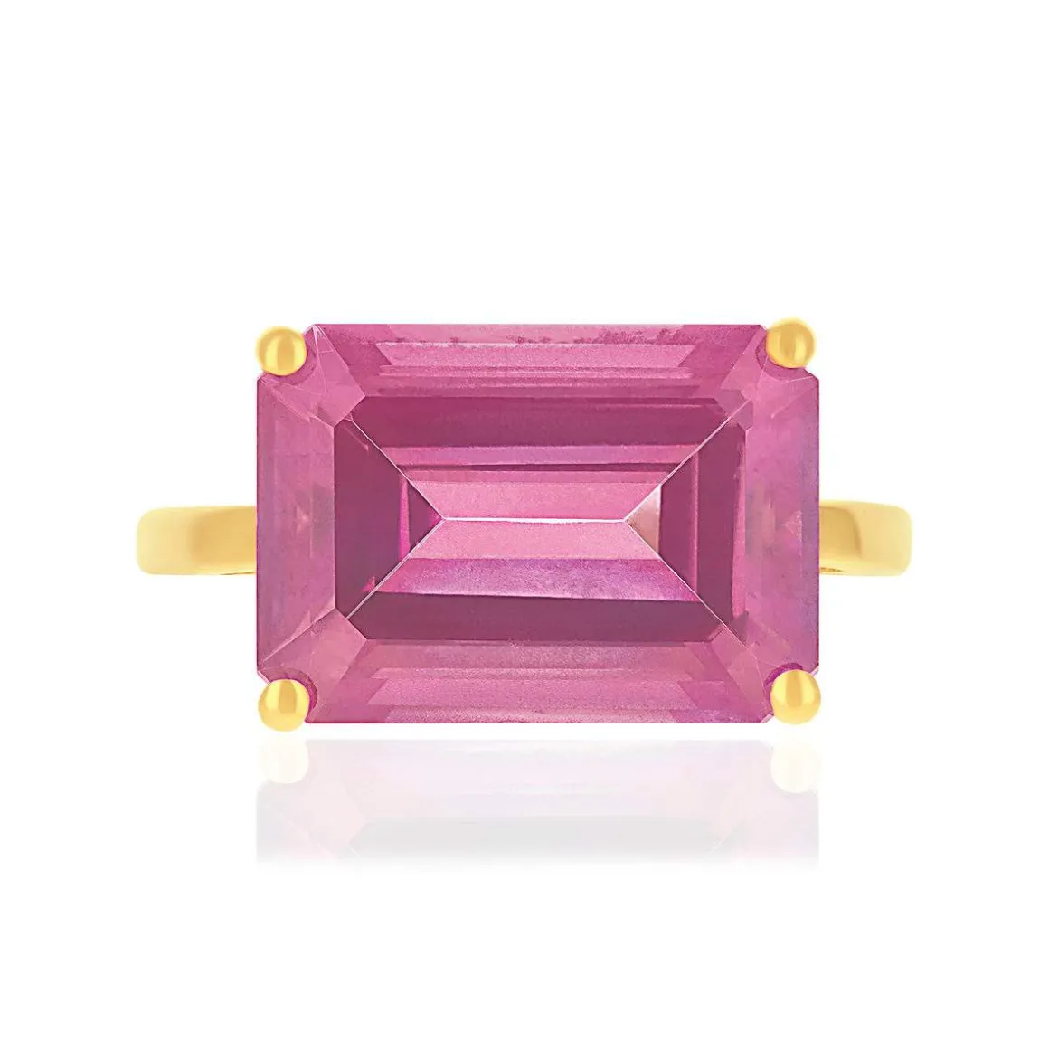 Bague or 750 jaune topazes traitées rose