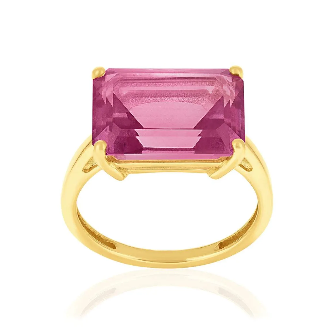 Bague or 750 jaune topazes traitées rose