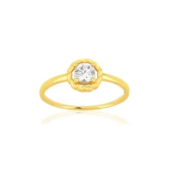 Bague or 375 jaune zirconia