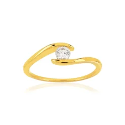 Bague or 375 jaune zirconia