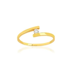 Bague or 375 jaune zirconia blanc
