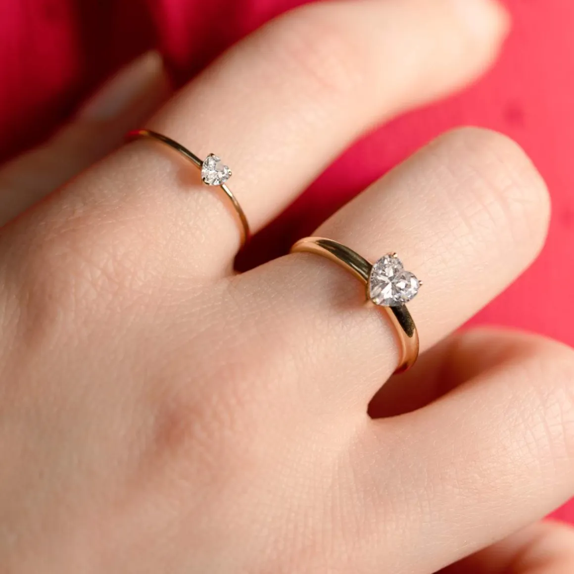 Bague or 375 jaune zirconia blanc coeur