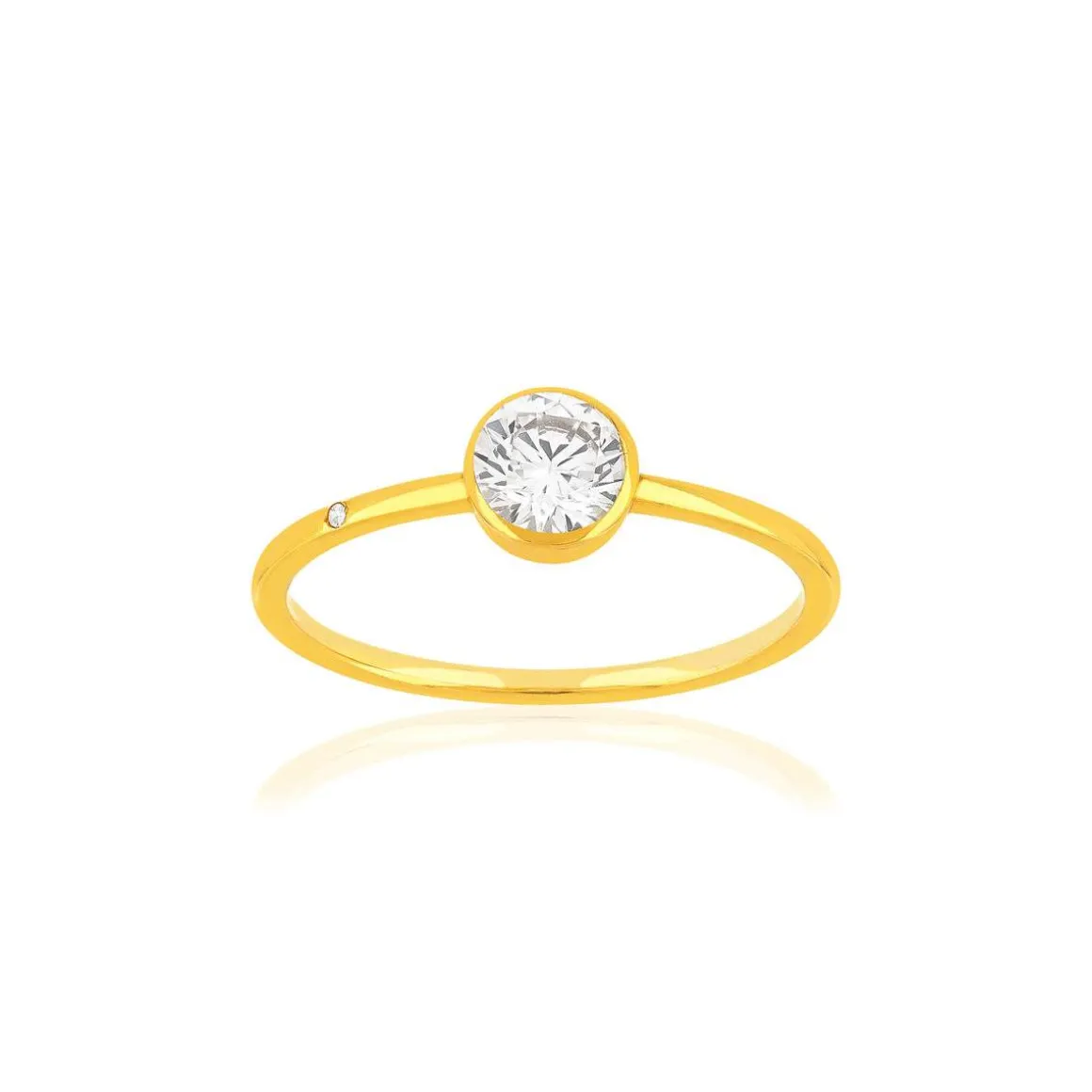 Bague or 375 jaune zirconia blanc