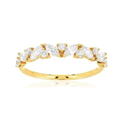 Bague or jaune 375, zirconias