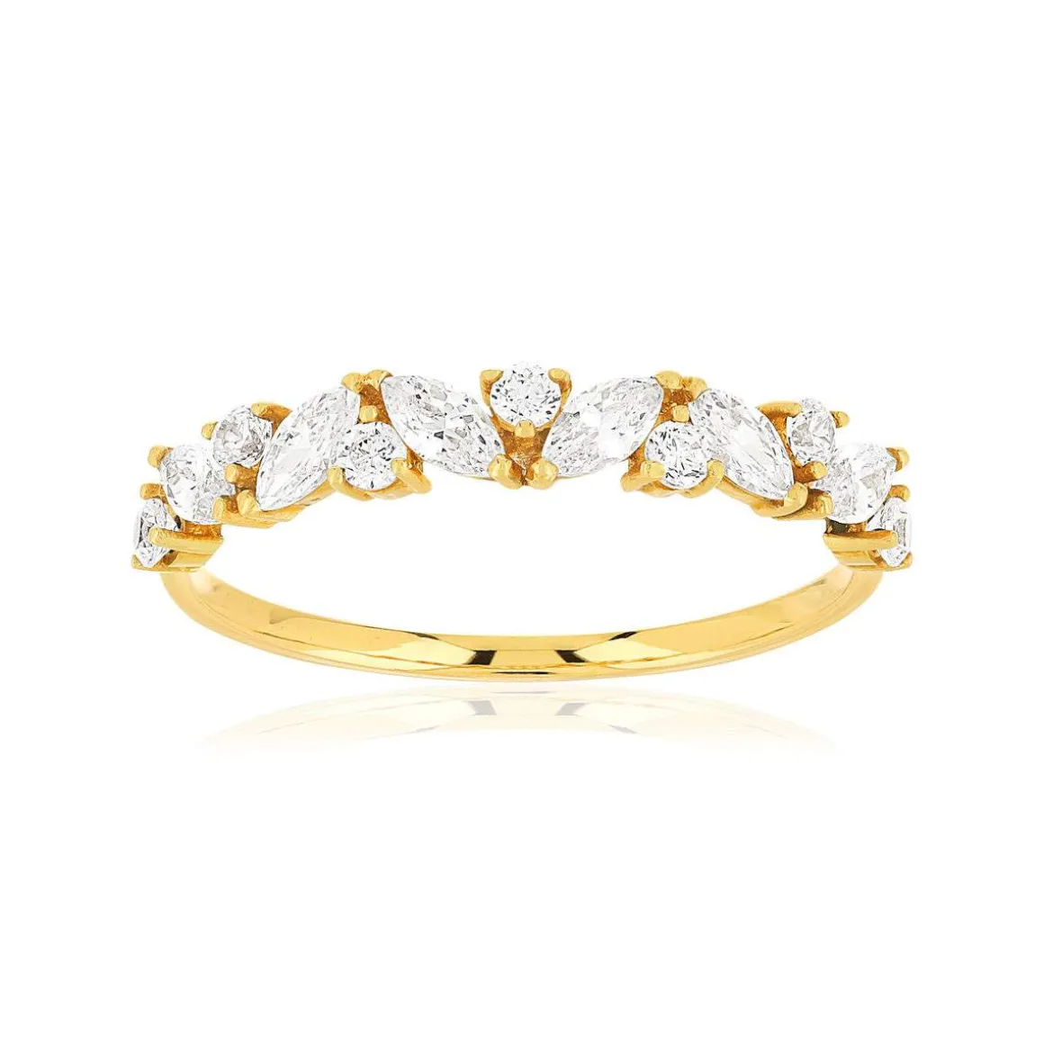 Bague or jaune 375, zirconias