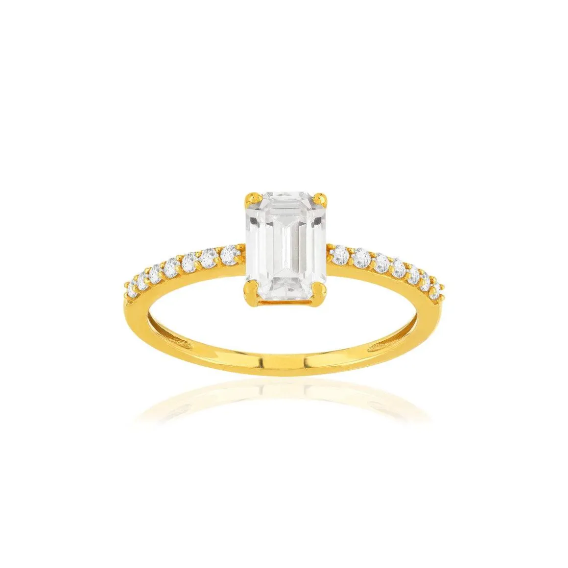 Bague or 375 jaune zirconias
