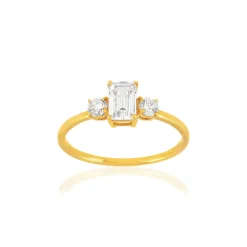 Bague or 375 jaune zirconias