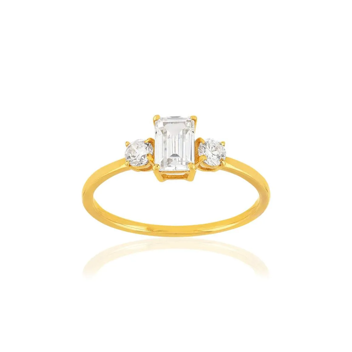 Bague or 375 jaune zirconias
