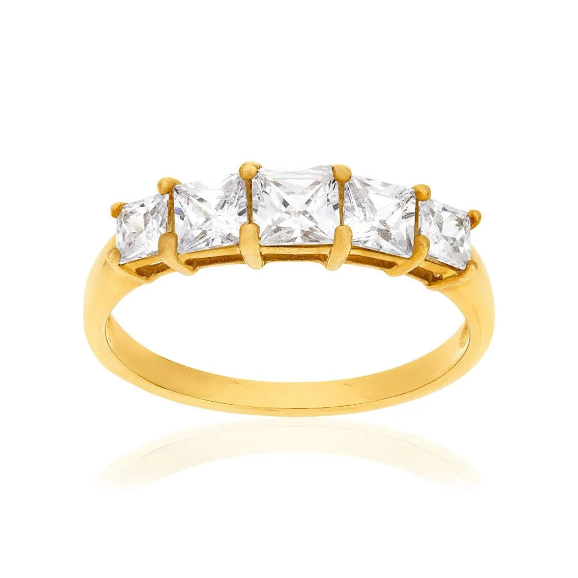 Bague or 375 jaune zirconias