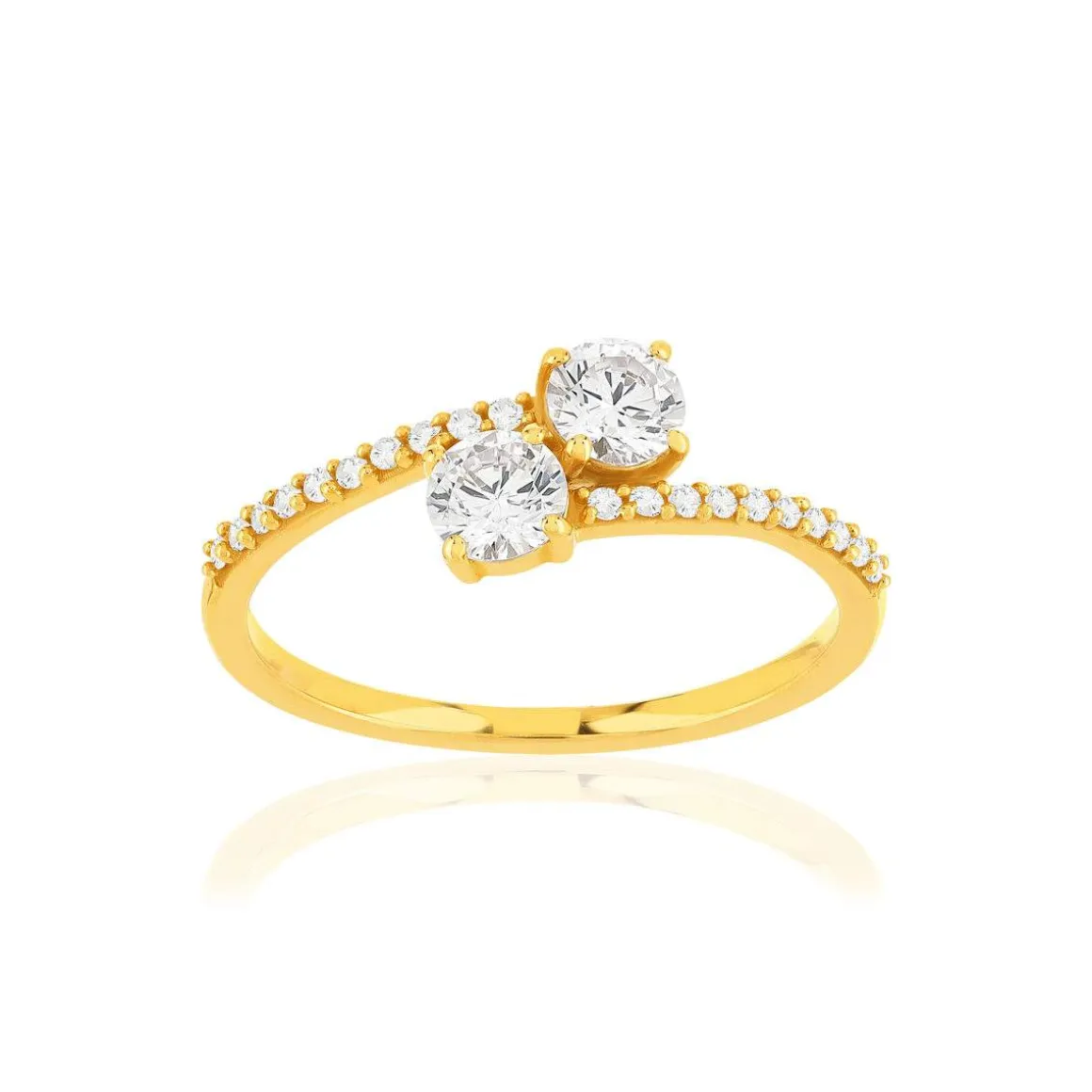 Bague or 375 jaune zirconias