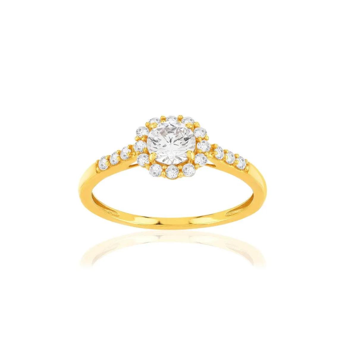 Bague or 375 jaune zirconias.
