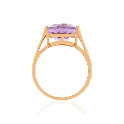 Bague or rose 750, 1 améthyste de 5,40 carats.