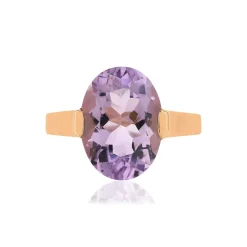 Bague or rose 750, 1 améthyste de 5,40 carats.