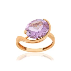 Bague or rose 750, 1 améthyste de 3,26 carats.