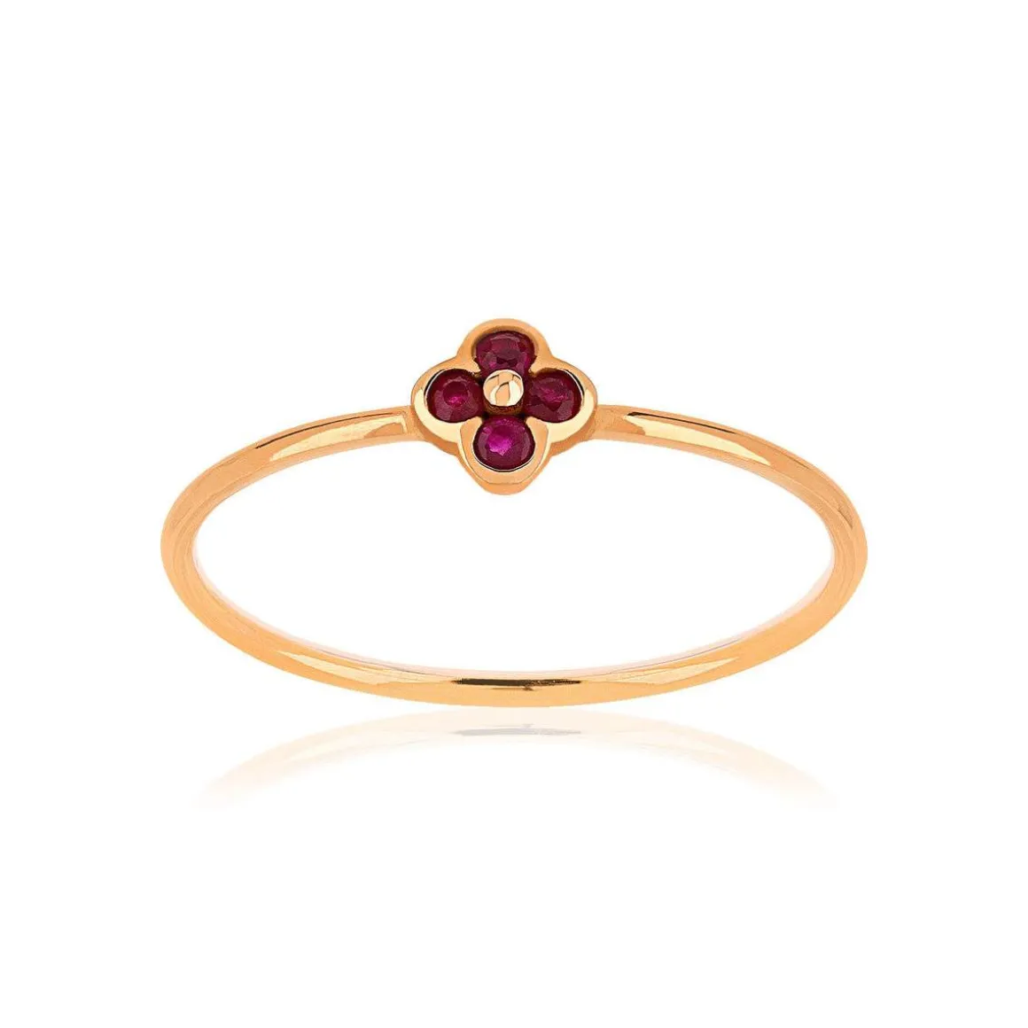 Bague or 375 rose fleur rubis