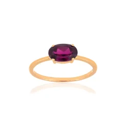 Bague or rose 375 grenat ovale