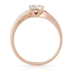Bague or 375 rose morganite carrée et diamants