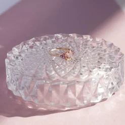 Bague or 375 rose morganite ovale et saphirs roses
