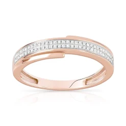 Bague or 375 rose 2 tons diamants