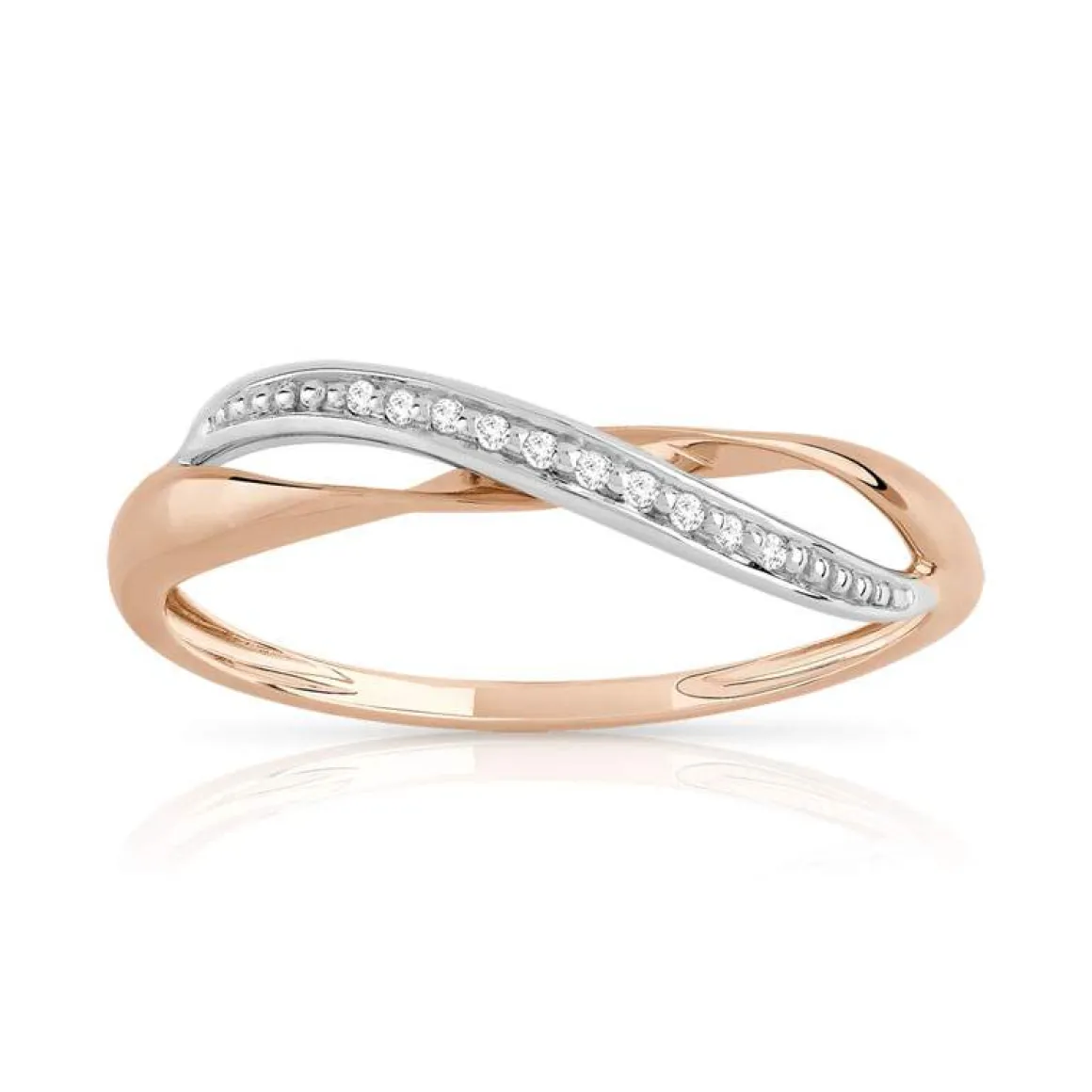 Bague 2 ors 375 croisée diamants