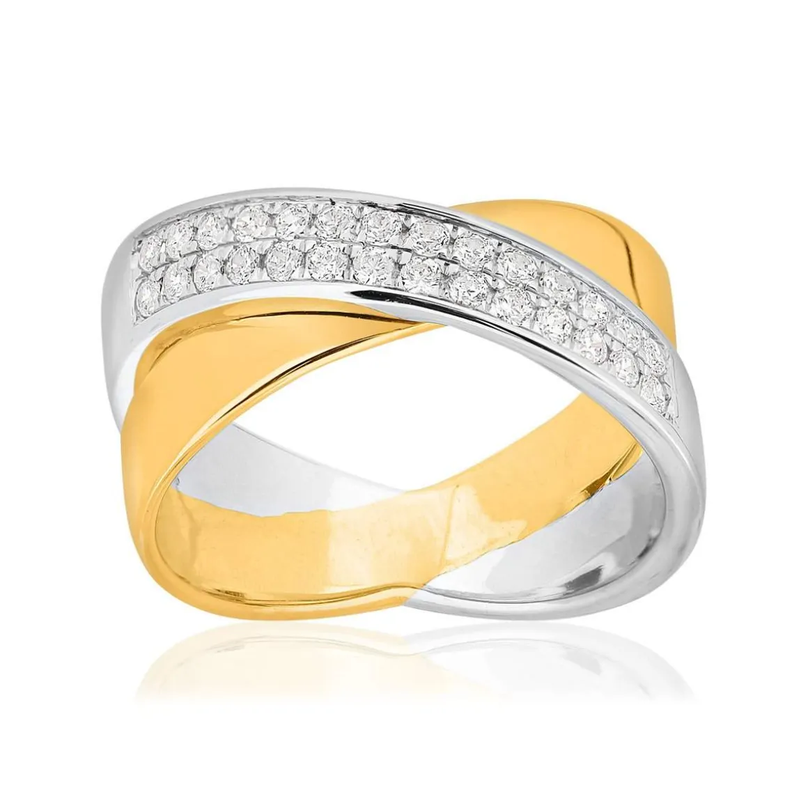 Bague 2 ors 750 diamants synthétiques 0.35 carat