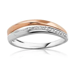 Bague 2 ors 375 double anneau diamants
