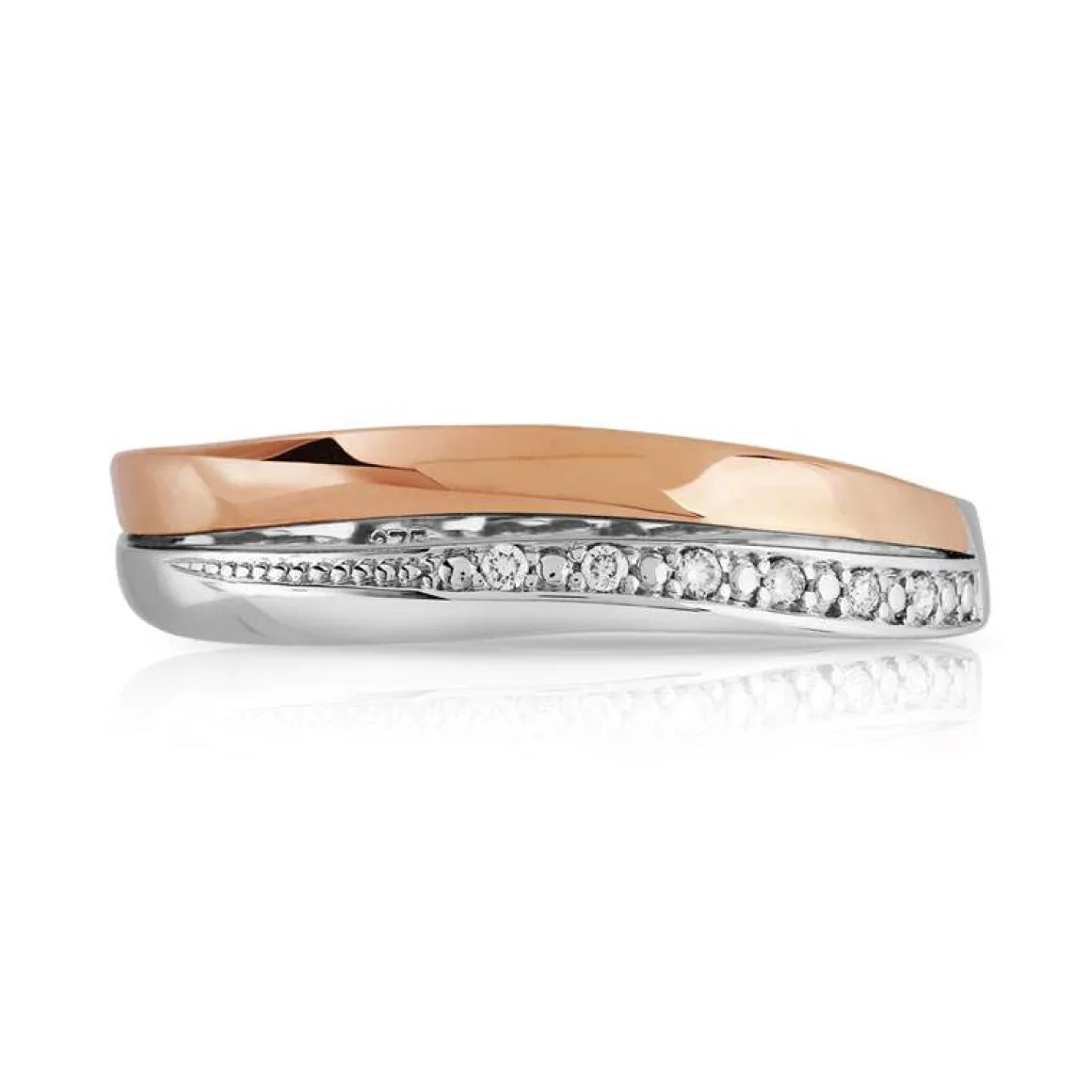 Bague 2 ors 375 double anneau diamants