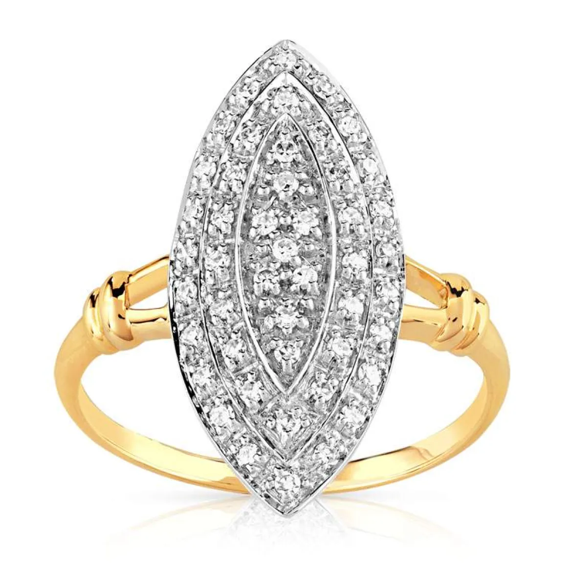 Bague 2 ors 750 marquise diamants