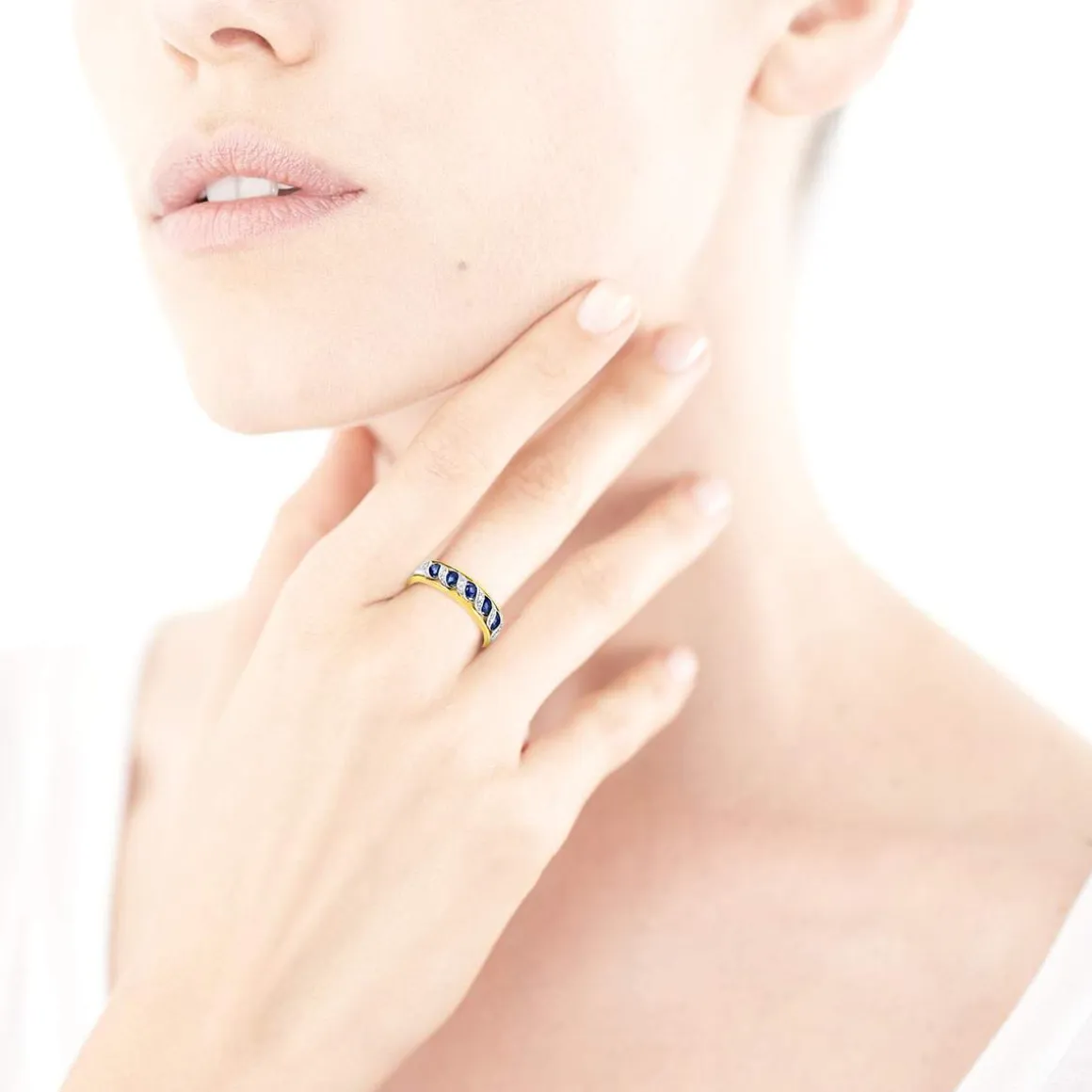 Bague 2 ors 375 saphirs et diamants