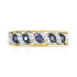 Bague 2 ors 375 saphirs et diamants