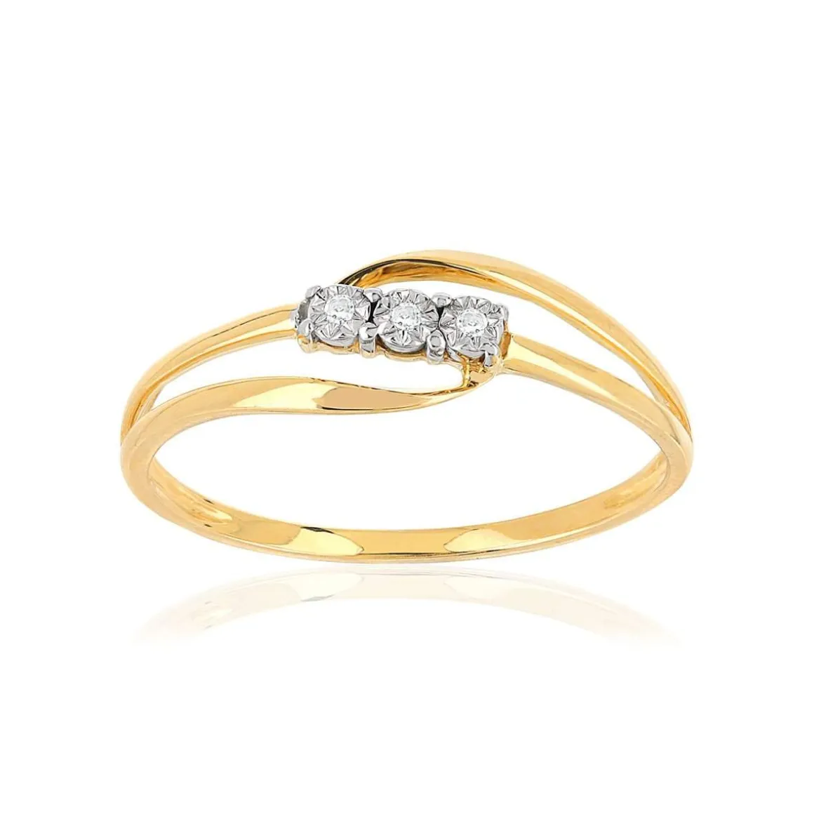 Bague or 375 2 tons ajourée diamants
