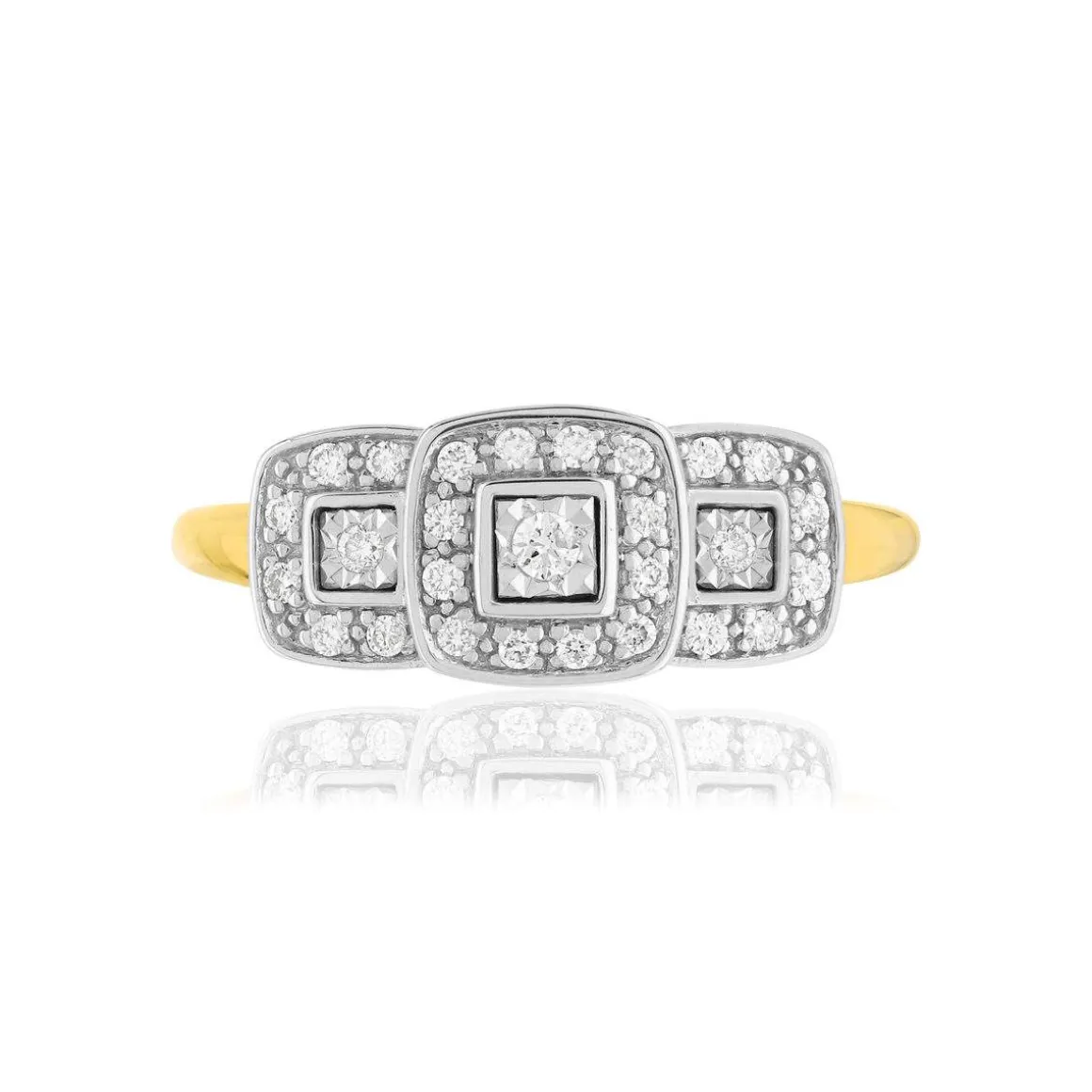 Bague or 750 2 tons carrée diamants
