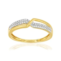 Bague or 375 2 tons croisée diamants