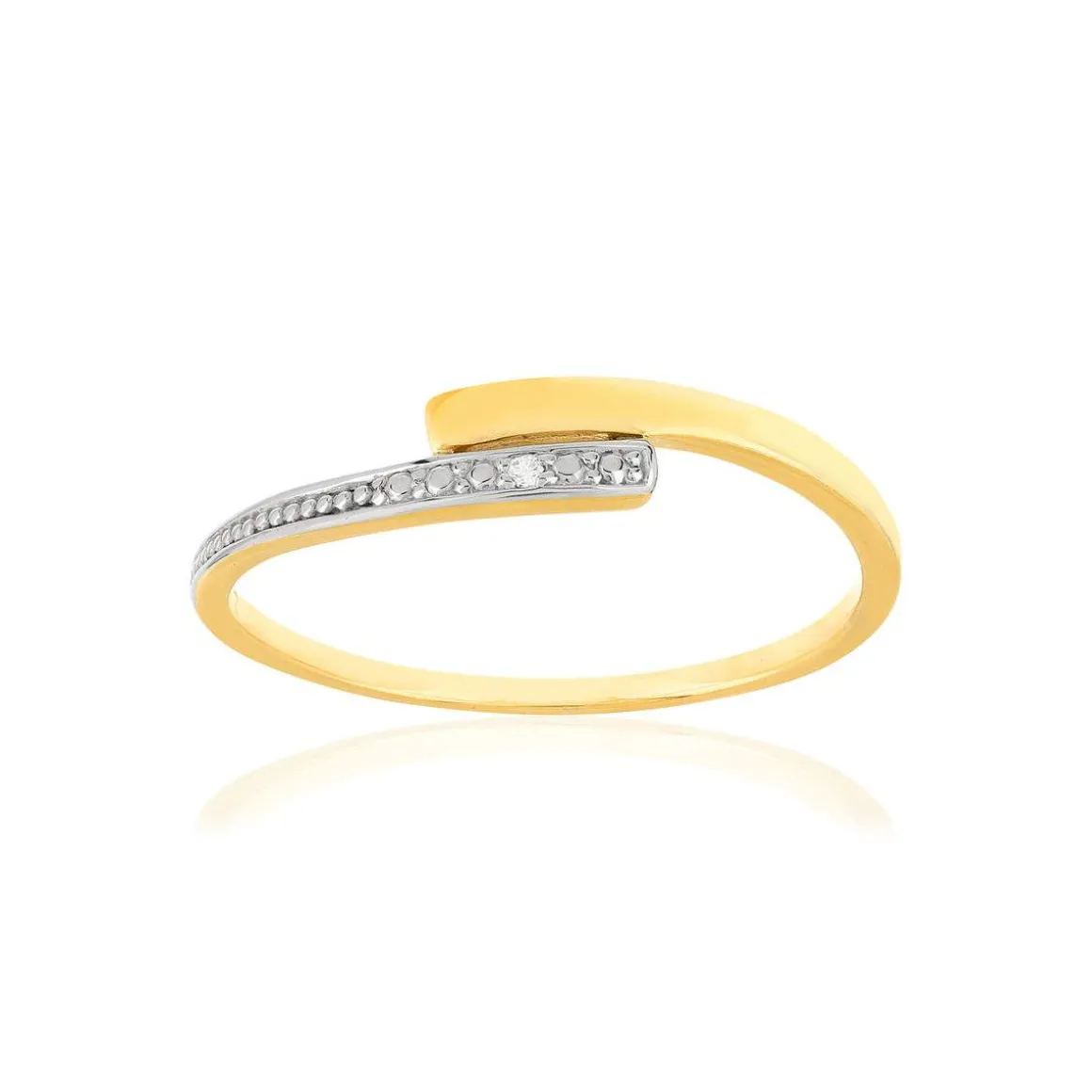Bague or 375 2 tons diamant