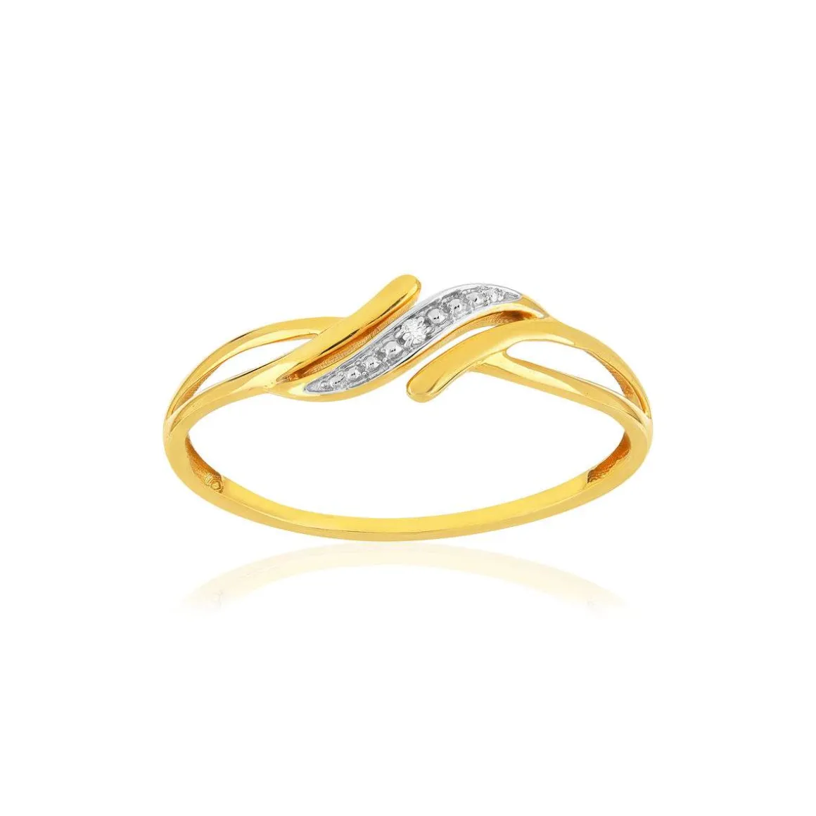 Bague or 375 2 tons diamant