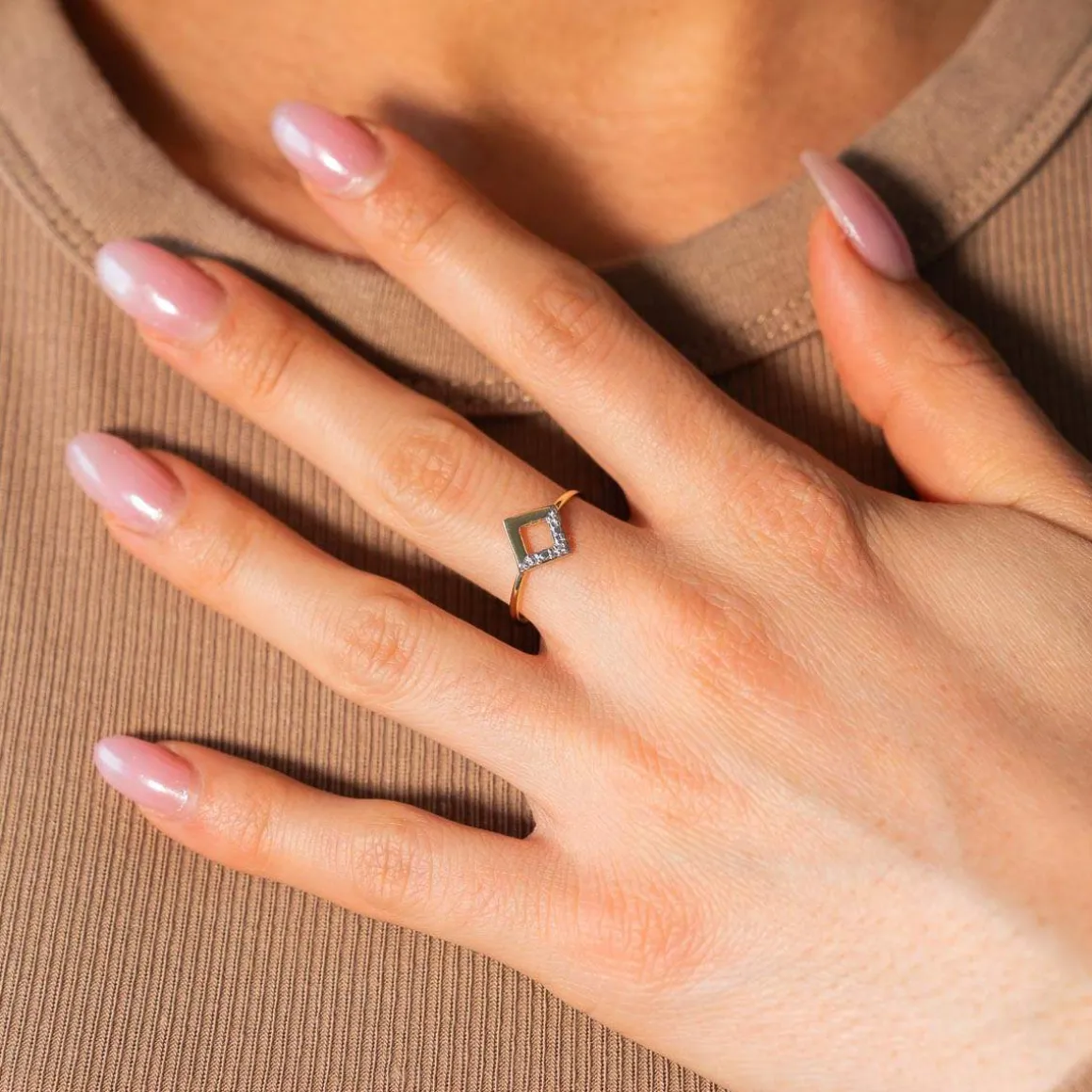 Bague or 375 2 tons diamant