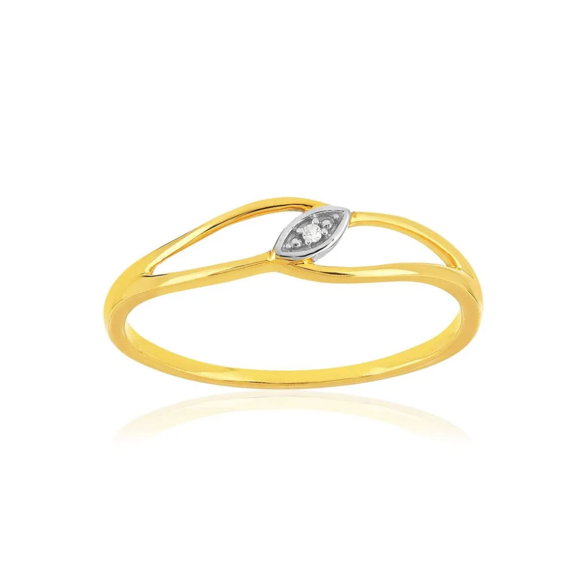 Bague or 375 2 tons diamant