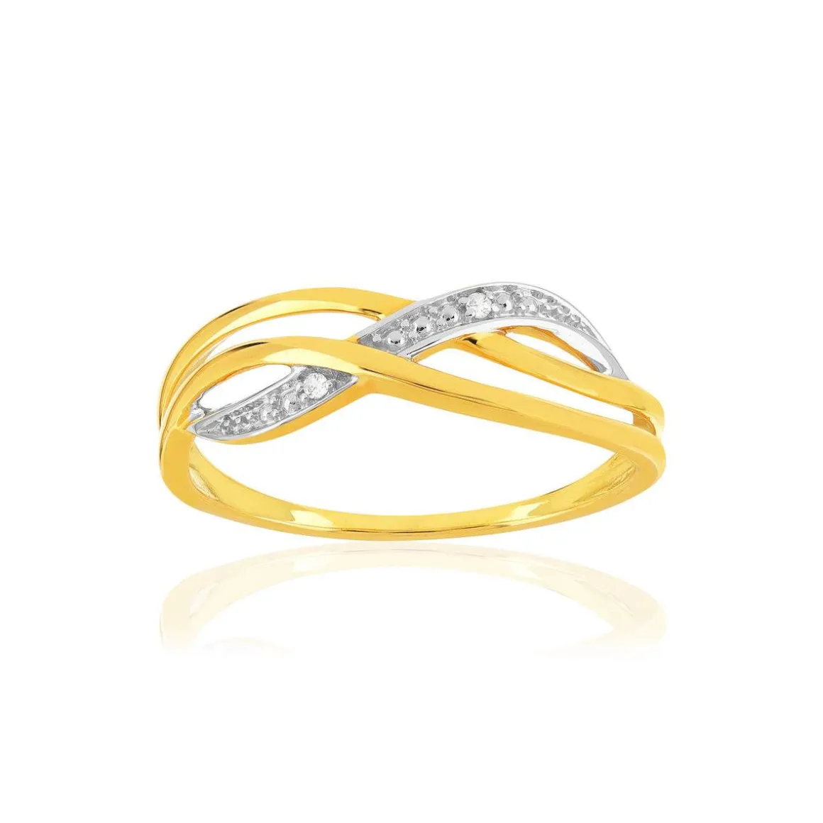 Bague or 375 2 tons diamants