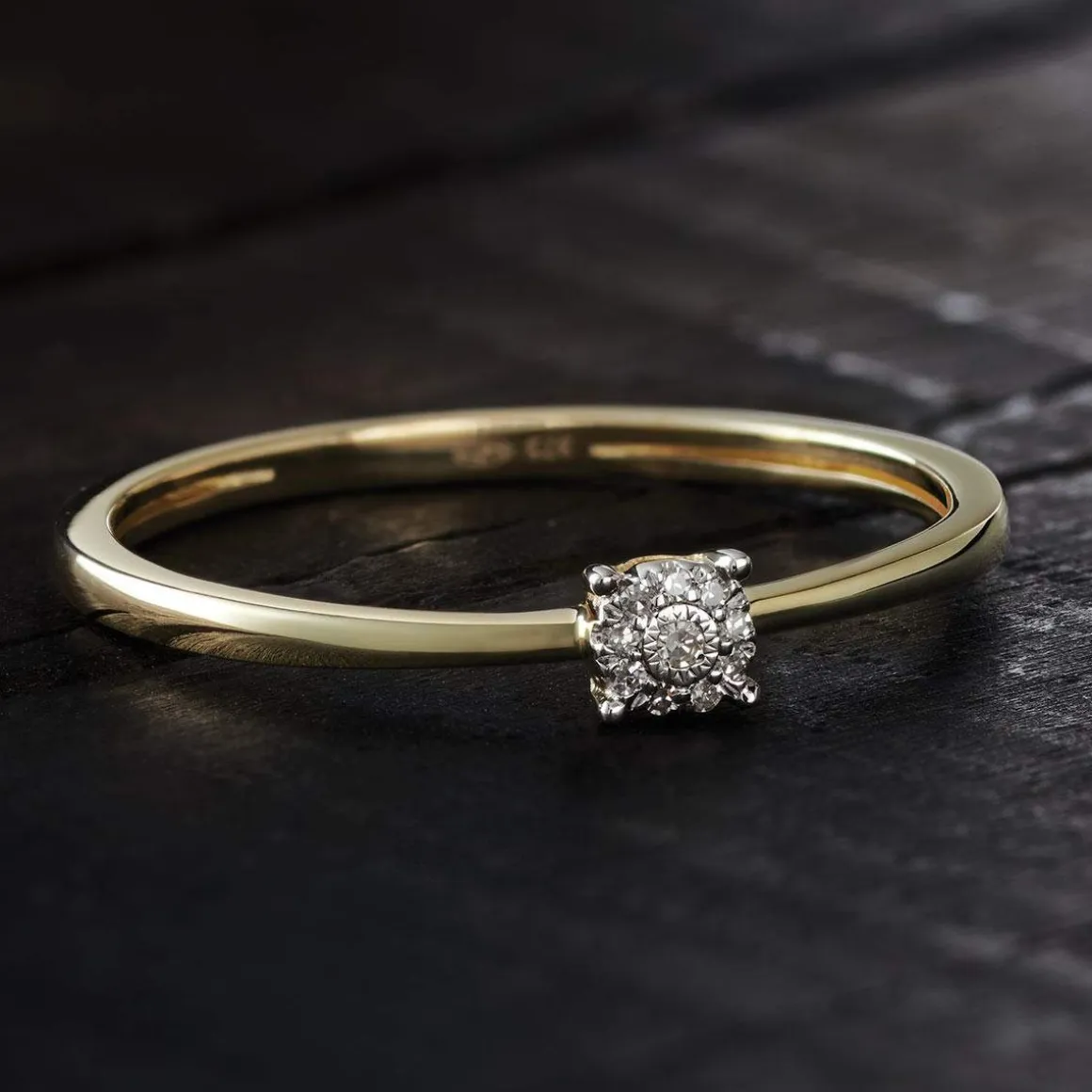 Bague or 375 2 tons diamants