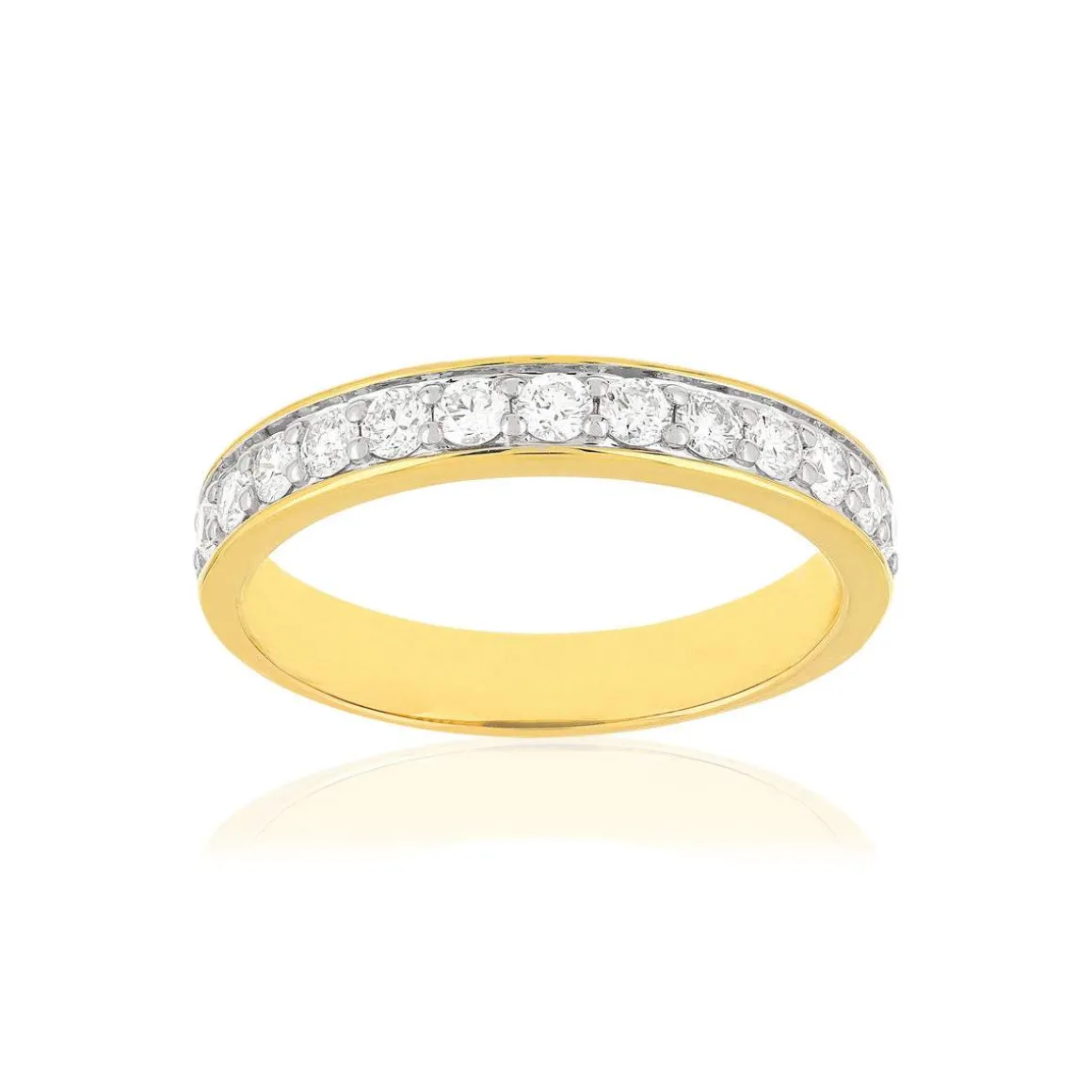 Bague or 750 2 tons diamants synthétiques 0.50 carat
