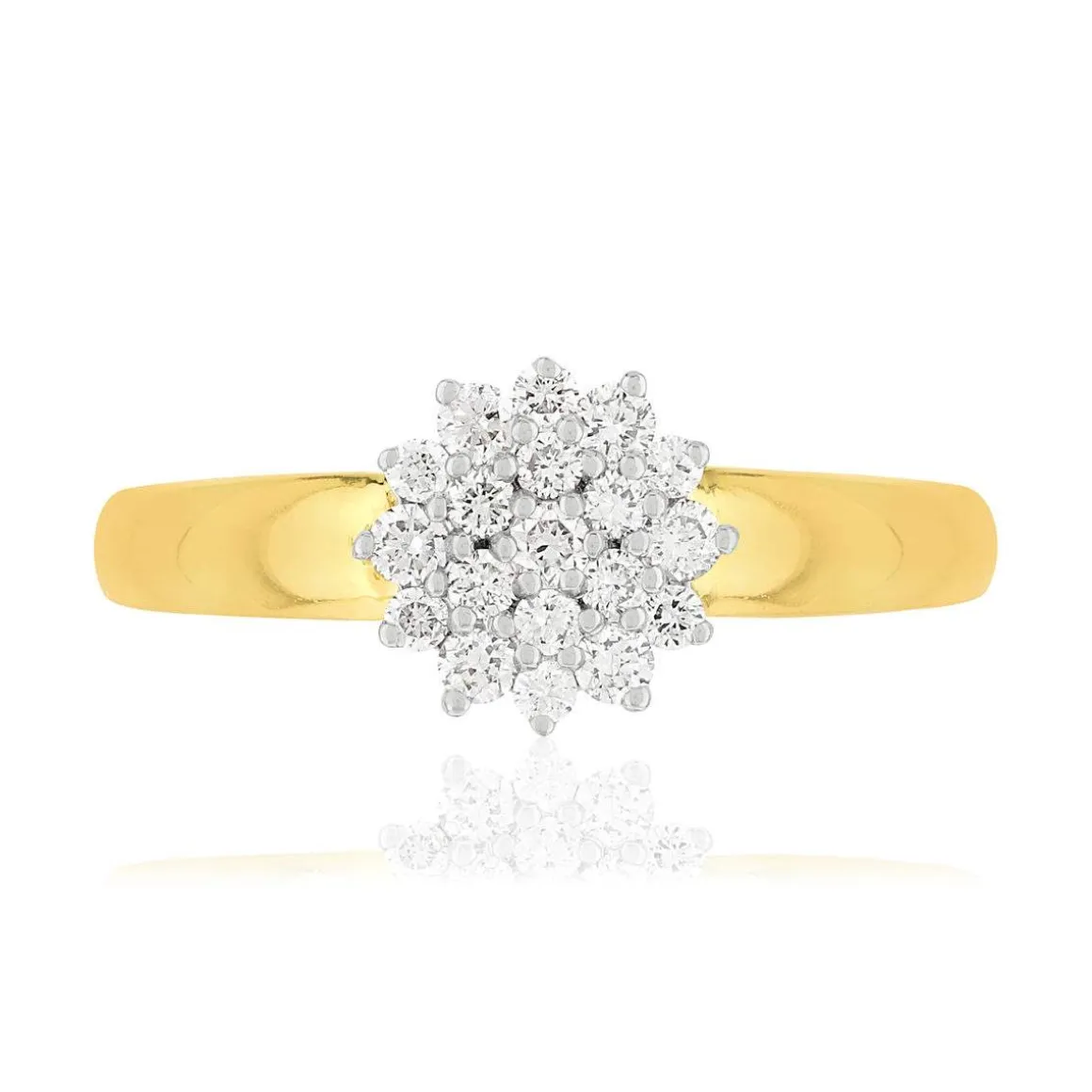 Bague or 750 2 tons diamants synthétiques 0,41 carat