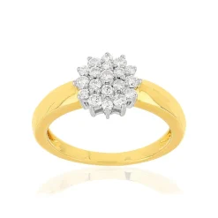 Bague or 750 2 tons diamants synthétiques 0,41 carat