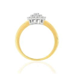 Bague or 750 2 tons diamants synthétiques 0,41 carat
