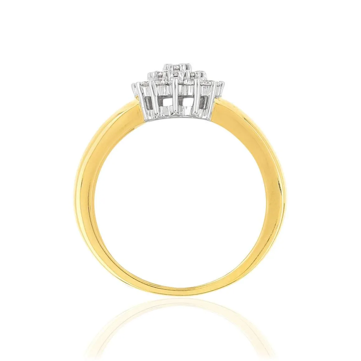 Bague or 750 2 tons diamants synthétiques 0,41 carat