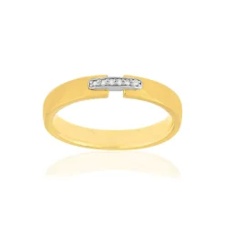 Bague or 375 2 tons, diamants total 2/100e de carat.